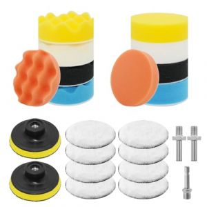 Venprodium 23 Pièces Éponge de Polissage Kit, 8cm Polissage Pad, Kit Polish Voiture Avec Adaptateur de Perceuse, Accessoires Polisseuse Voiture, Pour Le Lustrage Le Meulage et Le Cirage (STORE BELLAVIA VENERA S.R.L., neuf)