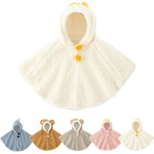 Risipu Poncho Bebe Cape &agrave; Capuche Chaude Mignon Coupe-Vent Hiver Automne V&ecirc;tements d'ext&eacute;rieur Chaude Ch&acirc;le pour Enfant 0-3 Ans Manteau Doux et Chaud pour Poussette Voiture Sortie (Blanc-La Couronne) (liujialing shop, neuf)