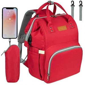 NEVEQ Sacs à Dos à Langer pour Bébé Sac de Voyage, Sac à Dos Conception et Sac à Main pour Mères et Soins des Bébés (Rouge) (RAMA Commerce, neuf)