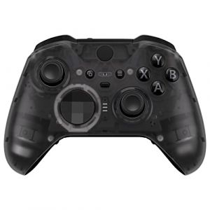 eXtremeRate Coque Avant de Remplacement pour Xbox One Elite Series 2 Manette, Coque Avant Customisé avec Anneaux pour Xbox One Elite Series 2 Manette, Modèle 1797, Noir Transparent (Easequote-Store, neuf)