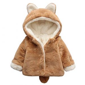 Nouveau née Bébé Bébé Fille garçon Fausse Fourrure Encapuchonné Manteau Veste Cap Manteau Sweat à Capuche (Sakady-EU, neuf)