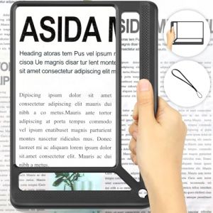 Tobegiga Loupe pleine page 4x pour la lecture, loupe rectangulaire l&eacute;g&egrave;re offrant une grande zone de visualisation de pages de livre, loupe de poche am&eacute;lior&eacute;e pour la lecture de petits caract&egrave;res pour (Tobegiga, neuf)