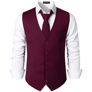 PARKLEES Veste pour homme Hipster Urban Design Business formelle Slim Fit Costume Smoking Veste de robe, rouge bordeaux, 3XL (PARKLEES, neuf)