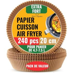 Lot de 250 doublures jetables en papier parchemin pour friteuse à air comprimé – Feuilles de cuisson non blanchies rondes de 20,3 cm pour paniers jusqu'à 5 à 8 litres – Idéal pour le four, les poêles (Gerbi Direct FR, neuf)
