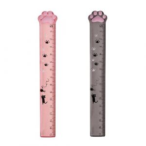 DHWEKU 2 Pi&egrave;ces 15 cm r&egrave;gle, pour mesurer, souligner et tracer des lignes nettes et pr&eacute;cises, r&egrave;gle en forme de patte de chat, en plastique (DHXMYGS, neuf)