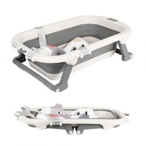 Baignoire Enfants Pliable XXL Avec Transat De Bain & Thermomètre Intégré,Baignoire Enfant Avec Siege De Bain,Baignoire enfants Sur Pied,Cadeau De Naissance Fille Ou Garçon (jusiZL, neuf)
