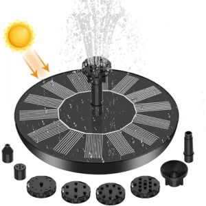 Qumox Pompe solaire pour bain d'oiseaux, fontaine solaire améliorée de 1,4 W avec 6 buses, pompe à eau flottante pour bain d'oiseaux, jardin, étang, piscine, extérieur (SHOWYAN LIMITED, neuf)