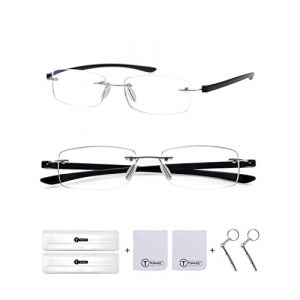 TERAISE 2Pack Lunettes de lecture sans monture pour hommes femmes, lunette pour lecture bloquant la lumi&egrave;re bleue robuste, lunette presbyte homme ultral&eacute;g&egrave;res(1.5X) (HEZHISTORE, neuf)