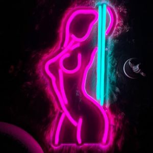 QILAND – Panneau néon LED en acrylique super brillant fait à la main pour femme sexy, 20,8 x 40 cm, panneau arrière pour femme, pour vitrine, magasin, bar à bière, boîte de nuit, cadeau d'ouverture, (VVKOWSG, neuf)