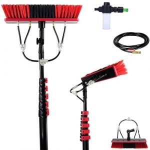 3.6 - 10.8m Tige de Nettoyage Panneau Solaire Photovoltaïque,Perche Telescopique Nettoyage,Brosse Télescopique d'alimentation en eau kit Brosse Haute Fenêtre pour Toits Serres (55cm Brush,5.4M) (YFSMBD, neuf)