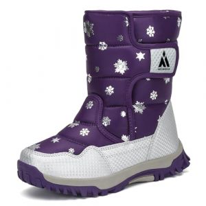 Mishansha Bottes Neige Fille Gar&ccedil;on Bottines Fourrure Chaudes Antid&eacute;rapante Chaussures d'hiver pour Enfants, Raisin Violet, 35 EU (Xubrave, neuf)