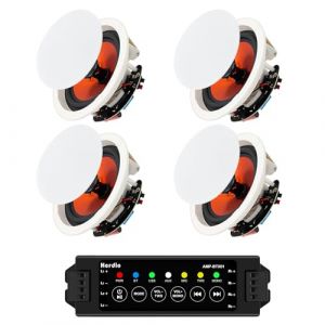 Herdio 4 Pouces Haut-parleurs Bluetooth de Plafond de 10,2 cm, Enceinte encastrable Plafond de Salle de Bains Blanc, 480 W, Parfaits pour la Salle de Bain, la Cuisine, Le Salon(4 Haut-parleurs) (Herdio Store FR, neuf)