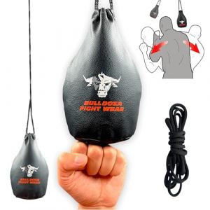 BULL DOZA FIGHT WEAR Slip Dodge Reaction Bag - Largeur de Frappe - 1 kg Une Fois rempli - Corde de 2 m Incluse - Sac de Frappe MMA - Noir - Sac de défense #1 1 (sans Boxe) (Noir)(M) (BULL DOZA FIGHT WEAR LIMITED, neuf)