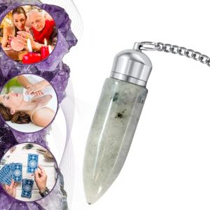 Pendule Divinatoire en LABRADORITE avec Chambre Témoin – Collection Prestige – Pendule de Radiesthésie en Pierre Naturelle – 19 GR [???????? ? ???] (Majestic's Boutique, neuf)