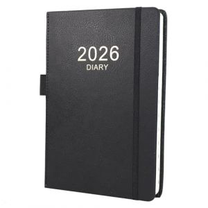 Agenda 2026 - Format A5 - Un jour par page de janvier 2026 &agrave; d&eacute;cembre 2026 - Agenda journalier A5 avec onglets mensuels, passant pour stylo et poche int&eacute;rieure - 21 x 14,5 cm (noir) (yunlian EU, neuf)