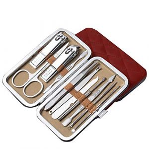 Kit de manucure 11 pi&egrave;ces coupe-ongles p&eacute;dicure Kit de toilettage Kit de toilettage Coffret cadeau Trousse de voyage Set de voyage Set homme femme Rouge (luckiner, neuf)