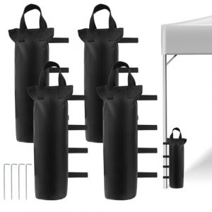 Muyohix 4 Pi&egrave;ces Sacs de Lestage, Sac de Sable pour Tonnelle, Poids Pavillon Sacs de Sable pour Tonnelles, Auvents, Tentes, Parasols, Tente Pop-up(Oxford, 38 x 20.5cm, Noir) (Simileday-store, neuf)