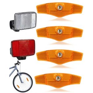 TPZORJX Lot de 6 Catadioptres Vélo,Kit Réflecteurs Vélo Avant et Arrière,Réflecteur de Rayons de Vélo pour Enfants,Accessoires de Sécurité pour Vélo de Route,VTT,E-Bike (Sunlaxy OU, neuf)