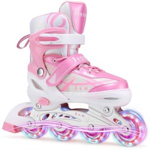 Patins à roulettes en Ligne Réglables pour Enfants Filles, Rollers en Ligne pour Enfants et Débutant pour Intérieur Extérieur Sport. (Rose, S (EU28-32)) (Sz-Jestme, neuf)