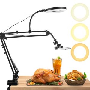 Support de Caméra Aérienne avec Anneau Lumineux, Ring Light avec Support de Téléphone, 3Couleurs et 9 Luminosité Réglables, Anneau Lumineux avec Bras Articulé pour Enregistrement Vidéo Youtube (02) (EMMA HUGHES LIMITED, neuf)