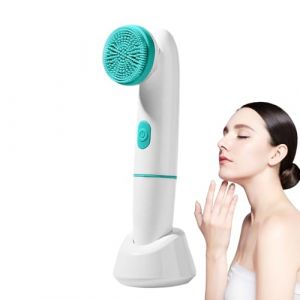 Brosse de nettoyage du visage, brosse électrique vibrante pour le visage, ABS, outil de soins de la peau à ultrasons en silicone avec 2 têtes de brosse, appareil de nettoyage des pores en profondeur (enshishijianghefuzhuangyouxiangongsi, neuf)