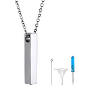 FindChic Collier Urne Chat/Chien/Humaines Médaillon de Crémation Pendentif Long pour Cendres Cylindrique Carré Acier Inoxydable Collier Chaine46+5cm Argent Homme Femme (FindChic Jewellery, neuf)