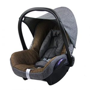 BAMBINIWELT Housse de rechange, compatible avec Maxi-Cosi CabrioFix pour porte-bébé 6 pièces Kit complet en mélange de polyester de qualité supérieure (gris chiné/marron clair) (BambiniWelt, neuf)