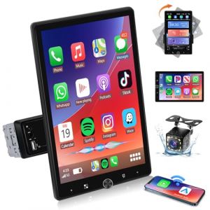 VECHTEL Autoradio 1 Din avec Carplay Android Auto sans Fil, Écran Tactile Rotatif de 10.4 Pouces Autoradio Bluetooth, Radio FM, Mirror Link, 2 USB, Caméra de Recul (VECHTEL, neuf)