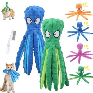 HItianya Jouet pour Chien Whiskerspot Pieuvre, Peluche Couinante Whiskerspot Écologique, Jouet Interactif à Mâcher pour Chiots De Petite, Moyenne Et Grande Taille (Bleu, Vert) (Mo ce, neuf)