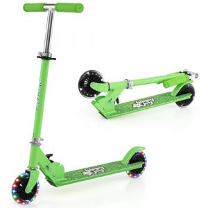 COSTWAY Trottinette Enfant Pliable avec Roulements ABEC-5 & 3 Hauteurs R&eacute;glables, Trottinette Pro Enfants avec 2 Roues de 120mm, Pont Elargi, Charge 50kg pour Enfants de 3 Ans+ (Vert) (FDS GmbH, neuf)