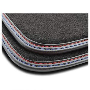 MOTOS tapis voiture en velours premium destin&eacute; &agrave; BMW Serie 3 E90 2004-2011 - Premium, Cuir, Rouge-bleu - D&eacute;couvrez un nouveau confort de conduite avec un jeu de tapis de sol voiture en velours pour vo (MOTOS EU, neuf)