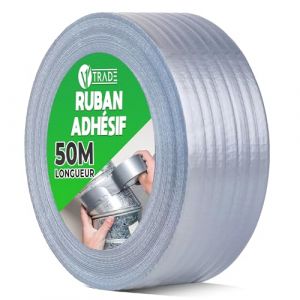 V1 TRADE Duct Tape Gris 48mm x 50m &ndash; Scotch Am&eacute;ricain &Eacute;tanche Pour R&eacute;parations &ndash; Ruban Adh&eacute;sif Toil&eacute; Extra Fort &ndash; R&eacute;sistant &Agrave; L&rsquo;Eau &ndash; Rouleaux Pour Int&eacute;rieur Et Ext&eacute;rieur (Amzteam-pro, neuf)