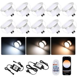 WIFI Spot Exterieur Led Encastrable CCT (3000K à 6000K), Ø45mm 12V Spot Terrasse Exterieur Encastrable Mini spot, Etanche IP67, spot led pour Terrasse Fonctionne avec Alexa Google Home(10pcs) (MeiMai, neuf)