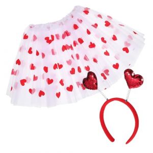 MUELODSIC 1 Ensemble Tutu Jupe Tutu Costume De Cupidon Jupes Coeur Jupe Coeur Bandeau De La Saint-valentin Costumes De Saint-valentin Bandeau D'amour Robe De Danse Rouge Polyester (Ravishw, neuf)