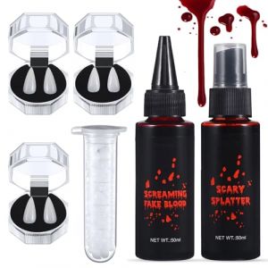 Axinyijia 2 Faux Sang Halloween avec 3 Dent de Vampire Accessoires Halloween Cosplay (Linan-EU, neuf)