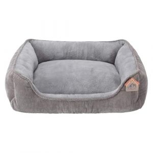 Hollypet Panier pour Chat Lit pour Chat et Petit Chien, Nid Rectangle de Peluche pour Chiot, Niche pour Sommeil, Coussin pour Animal, Gris (55 * 45 * 15cm) (HollyHOME Global, neuf)