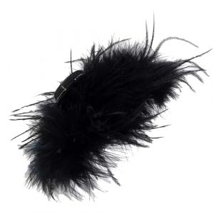 Pince à cheveux élégante en plumes d'autruche - Pince à cheveux en plumes d'autruche noires - Pince à cheveux en plumes d'autruche artificielles pour cheveux épais, grande pince à cheveux en plumes d' (zuherds, neuf)