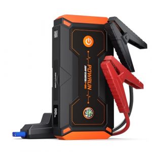 Powrun P-One Booster Batterie Voiture 2000A,Démarreur de Voiture(Jusqu'à 8.0L Essence ou 6.5L Gazole),12V Jump Starter avec Pinces de Sûreté Intelligentes,Sorties ChargeRapide 3.0,Lampe à LED. (xinjiale EU, neuf)