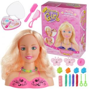 HOTUT T&ecirc;te &agrave; Coiffer avec Accessoires de Coiffure et Maquillage - Ensemble de 21 Pi&egrave;ces pour Enfant, Jouet d'Imitation Coiffeuse Cadeau Jouet Mod&egrave;le (AomigEU, neuf)