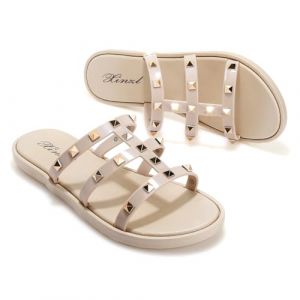 Sandales Plates pour Femme, Été Confortable Chaussures Chic Sandales Et Mules, Nu Pied Tong Compensee Sandales pour La Plage L'extérieur (guangdongjinchen, neuf)