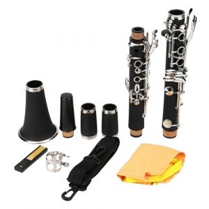 Clarinette Complète, 17 Touches Descendantes, tonalité B, avec étui, Chiffon de Nettoyage pour Clarinette en Bakélite, Instrument Idéal pour étudiant (Pukanr, neuf)