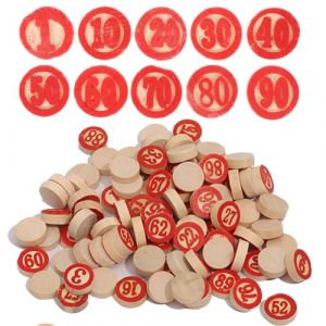 THQAE 90pcs Jetons Loto en Bois, Jetons Loto, Learning Ressources, Poker, Loto et Jeux de Société, Marqueurs pour Nain Jaune et Caddie (ProTechika OÜ, neuf)