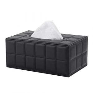 Boîte à mouchoirs rectangulaire noire Kleenex, mouchoirs cosmétiques en cuir PU, porte-mouchoirs avec fond magnétique pour commode, salle de bain, voiture, bureau et décor (XNONE, neuf)