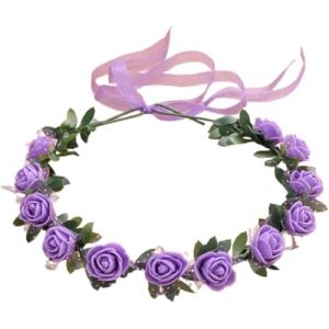 Bandeau floral, bandeau &agrave; fleurs, couronne de fleurs, bandeaux &agrave; fleurs, couronne de fleurs for femmes, for f&ecirc;te de mariage, guirlandes florales, couronne de cheveux, bandeaux floraux(Purple) (YxsyGs, neuf)
