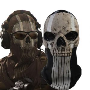 Claofoc Call of Duty Masque Fantôme Squelette Morue Halloween Cagoule Coupe-vent Tête de Mort Cosplay Costumes (E, Taille Unique) (Chelbsen, neuf)