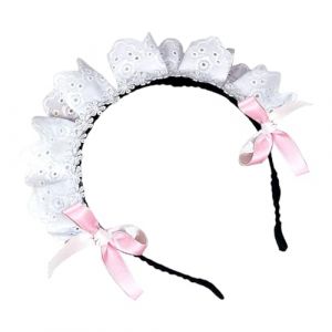 Bandeau à cheveux avec nœuds en dentelle pour femme de chambre Anime Jeu de rôle Bandeau avec nœud pour tenue décontractée ou costume (qinzhimeizhuangyouxiangongsi, neuf)