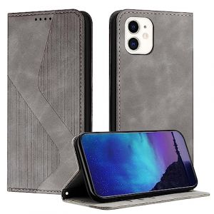 Fatcatparadise Coque pour iPhone 12 Mini, Coque iPhone 12 Mini (5,4 Pouces), Housse en Cuir PU Pochette Portefeuille Rabat Clapet Case Porte Carte Magn&eacute;tique Etui de Protection Flip Case (Gris) (Oldwen, neuf)