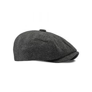 Dalababa Casquette Homme Herringbone, Casquette Gavroche R&eacute;glable, B&eacute;ret Plate Chapeau Peaky Tweed Ivy Irish Cap, Noir (WANGLINGSHANGMAO, neuf)
