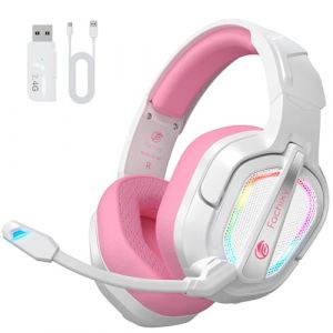 Fachixy FC200 Casque Gaming sans Fil, 2.4GHz Casque Bluetooth sans Fil avec Micro pour PS5, PS4, PC, Switch, Mac, Mobile, Casque Gaming Pliable avec Son St&eacute;r&eacute;o et &Eacute;clairage LED, Batterie de 50h (Orange Re Technology Co. Limited, neuf)
