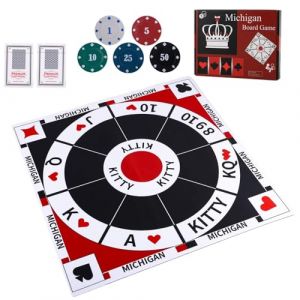 Michigan Rummy Board Jeu de jeu Tripoley - Tapis en feutre pliable - Combinaison originale du Joker Rummy, des cœurs et du poker - Avec 2 jeux de cartes et 200 jetons de poker numérotés (mat) (Lvmai Crafts Co Ltd, neuf)